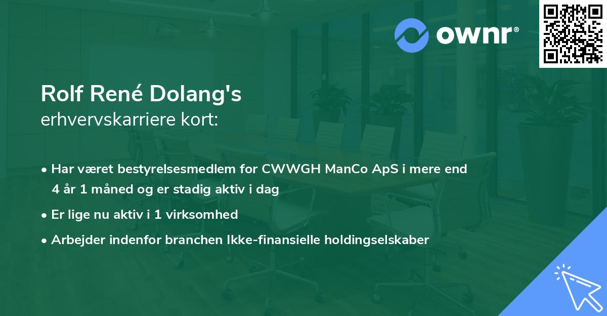 Rolf René Dolang's erhvervskarriere kort