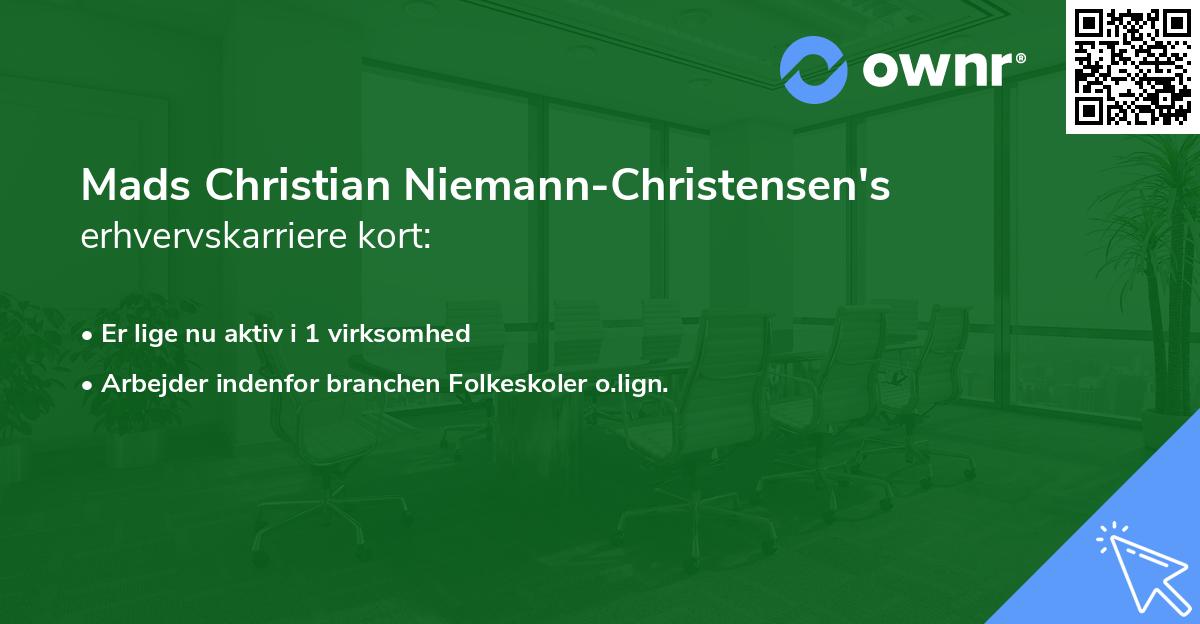 Mads Christian Niemann-Christensen's erhvervskarriere kort