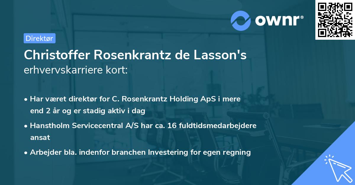 Christoffer Rosenkrantz de Lasson's erhvervskarriere kort