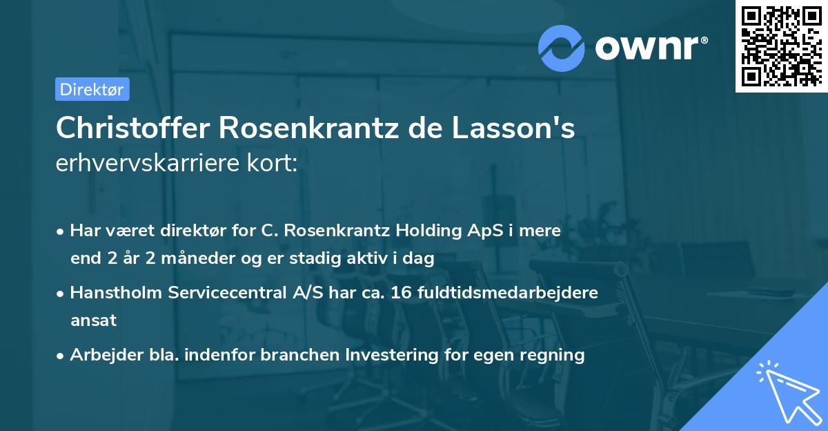 Christoffer Rosenkrantz de Lasson's erhvervskarriere kort