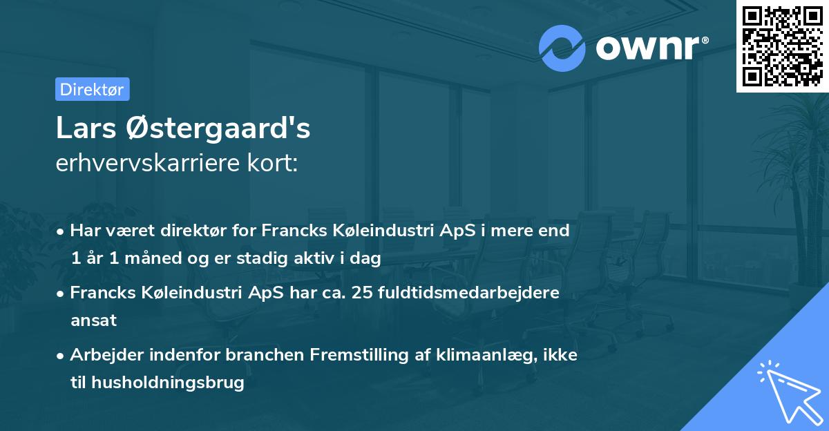 Lars Østergaard's erhvervskarriere kort