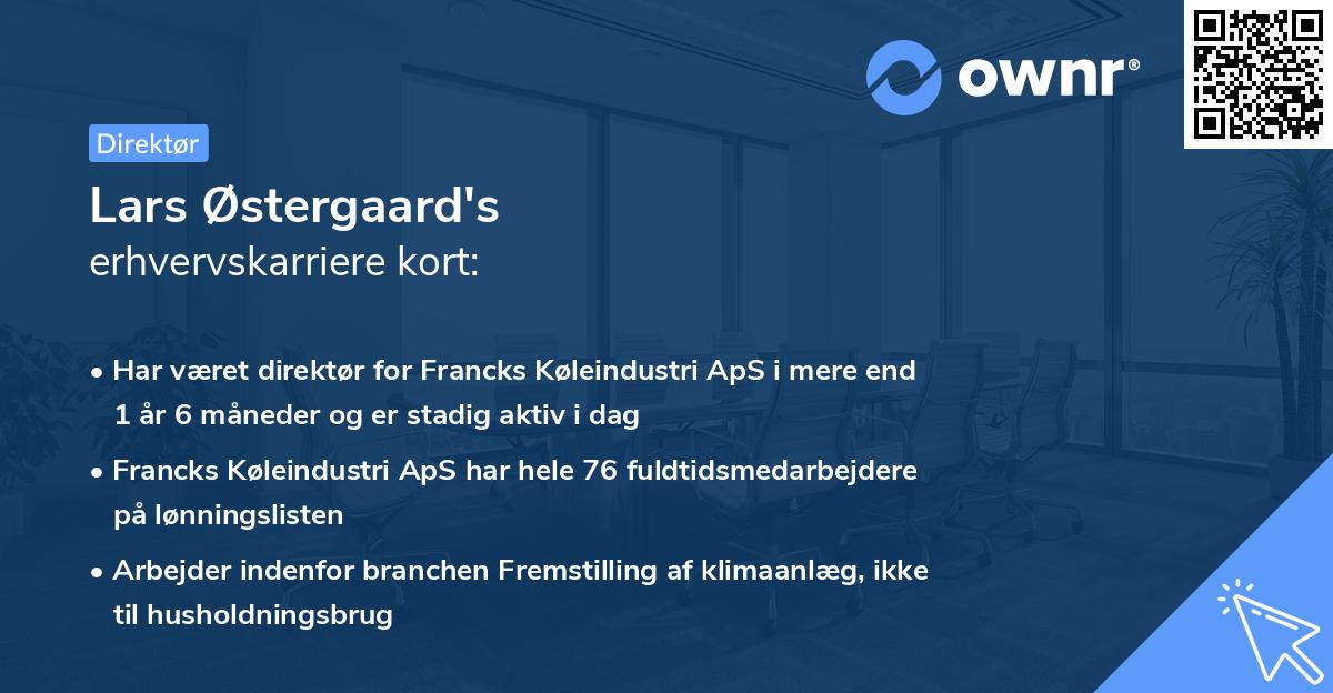 Lars Østergaard's erhvervskarriere kort