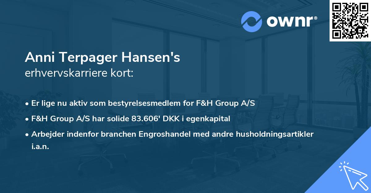 Anni Terpager Hansen's erhvervskarriere kort
