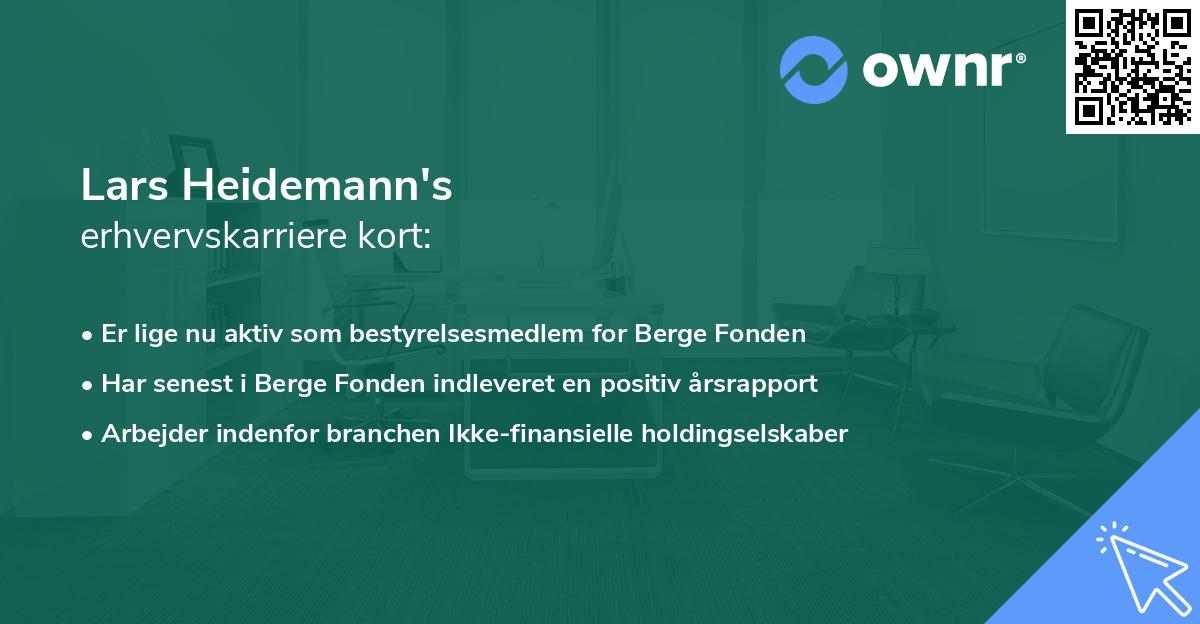 Lars Heidemann's erhvervskarriere kort