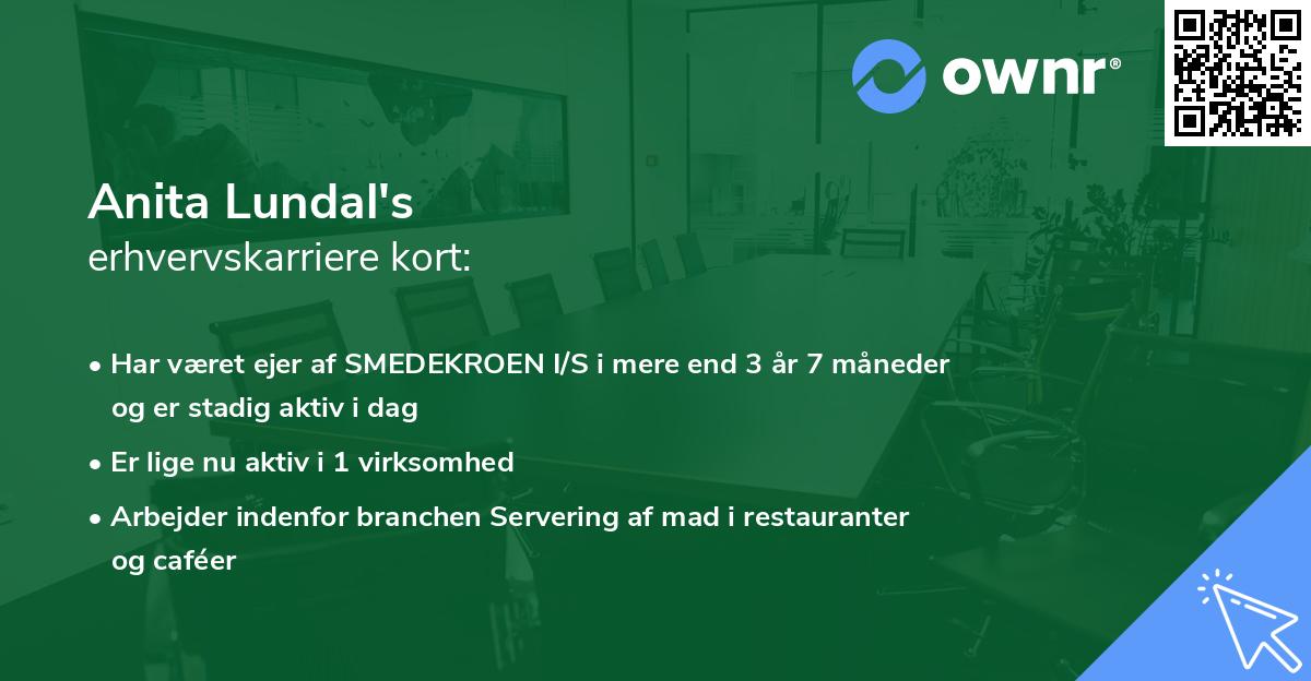 Anita Lundal's erhvervskarriere kort