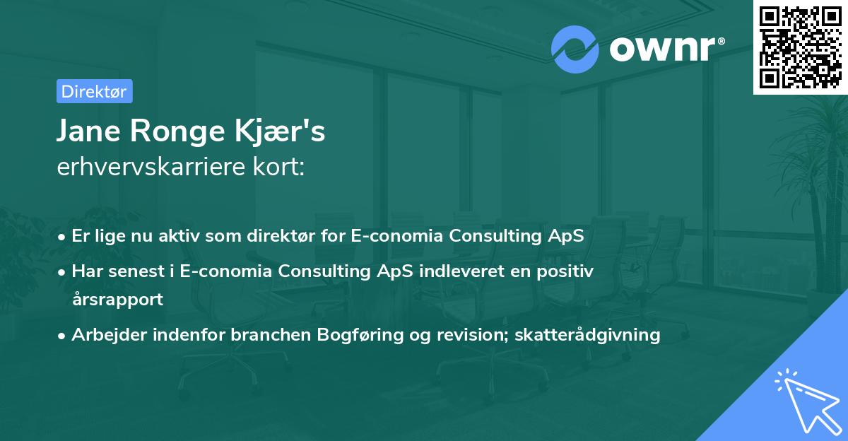 Jane Ronge Kjær's erhvervskarriere kort