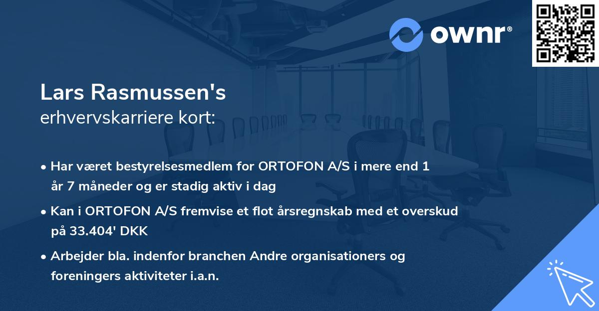 Lars Rasmussen's erhvervskarriere kort