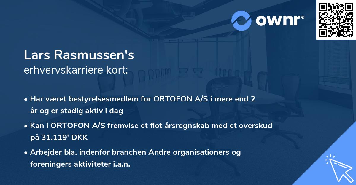 Lars Rasmussen's erhvervskarriere kort