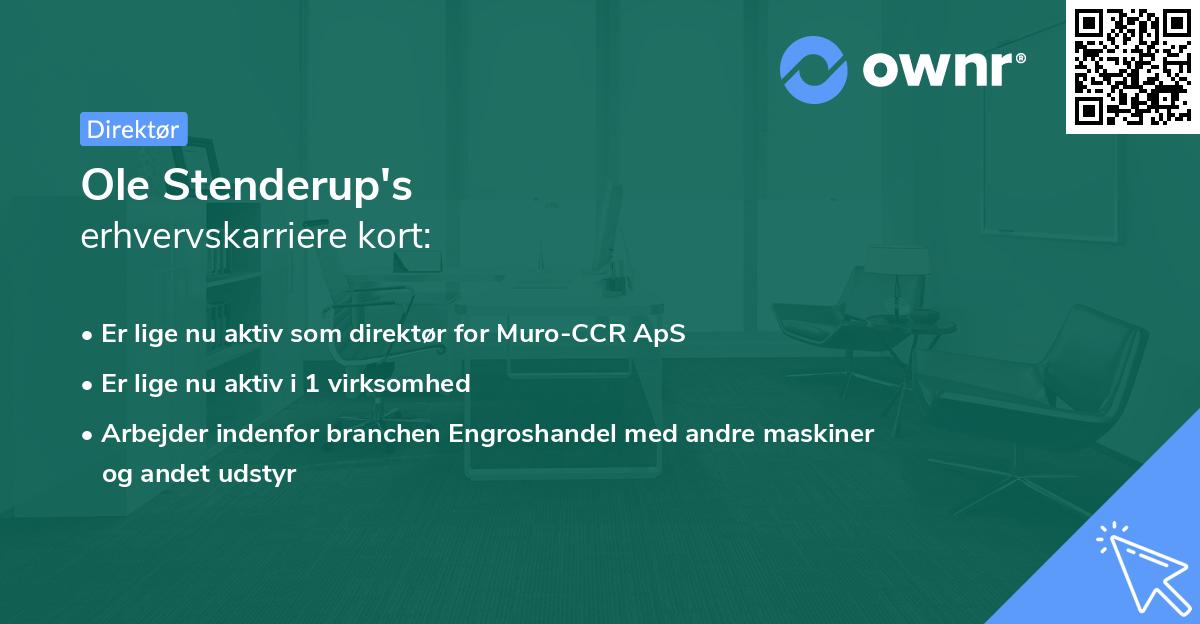 Ole Stenderup's erhvervskarriere kort