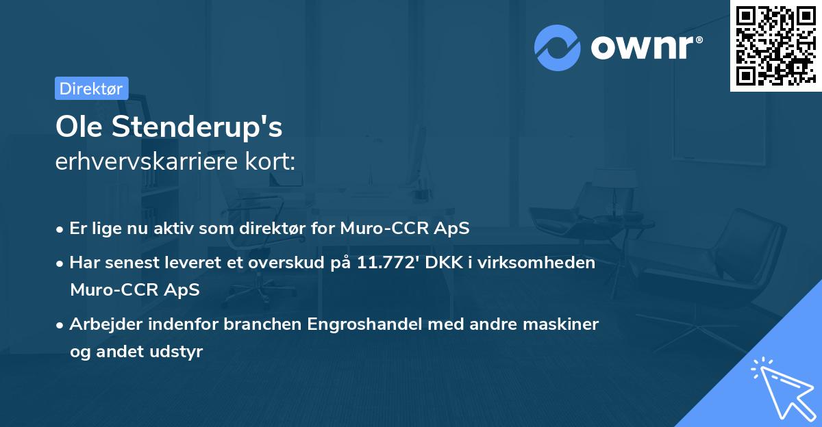 Ole Stenderup's erhvervskarriere kort