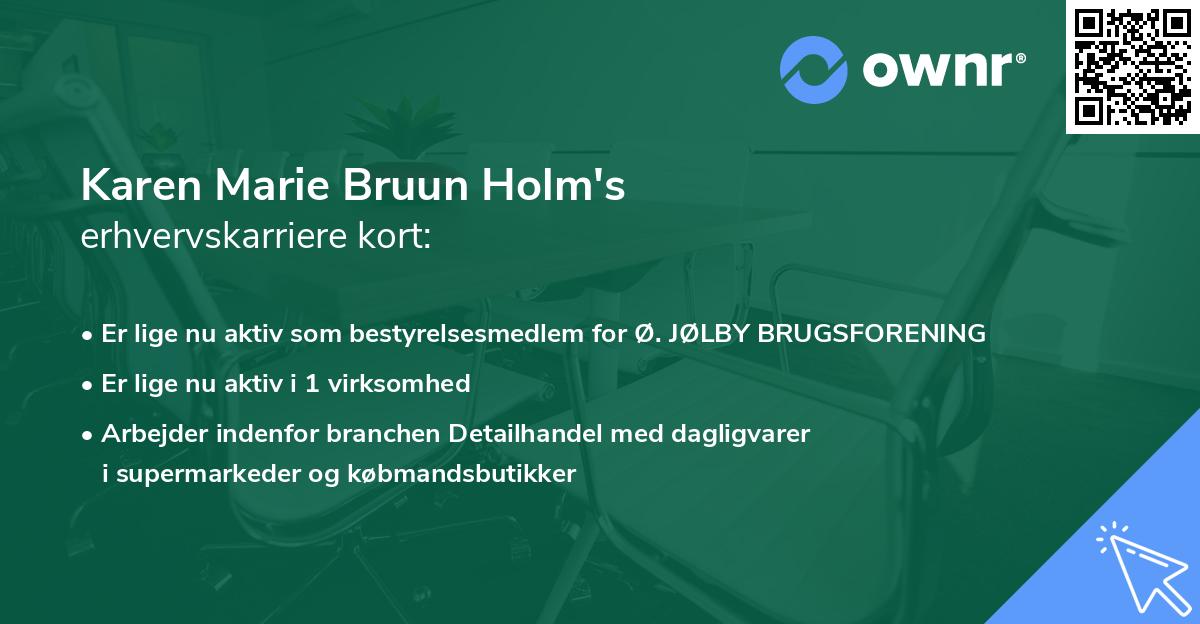 Karen Marie Bruun Holm's erhvervskarriere kort
