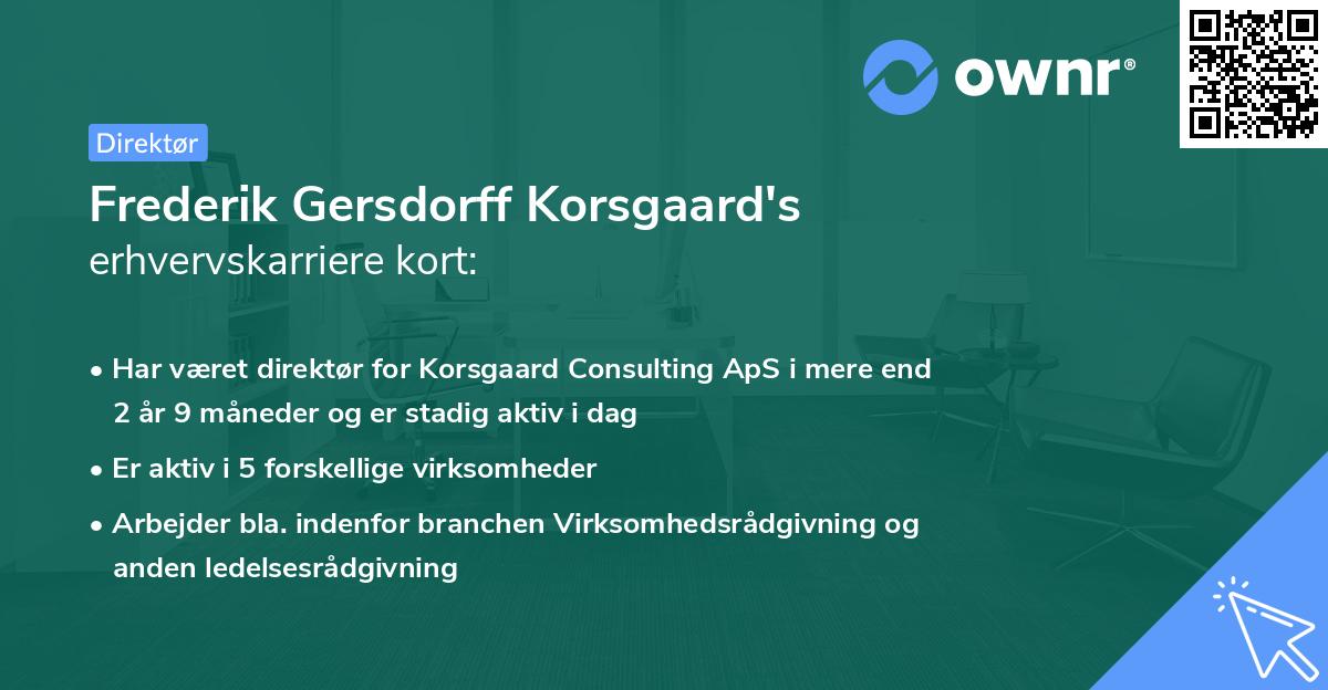 Frederik Gersdorff Korsgaard's erhvervskarriere kort