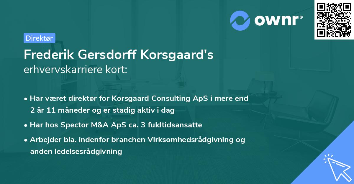 Frederik Gersdorff Korsgaard's erhvervskarriere kort