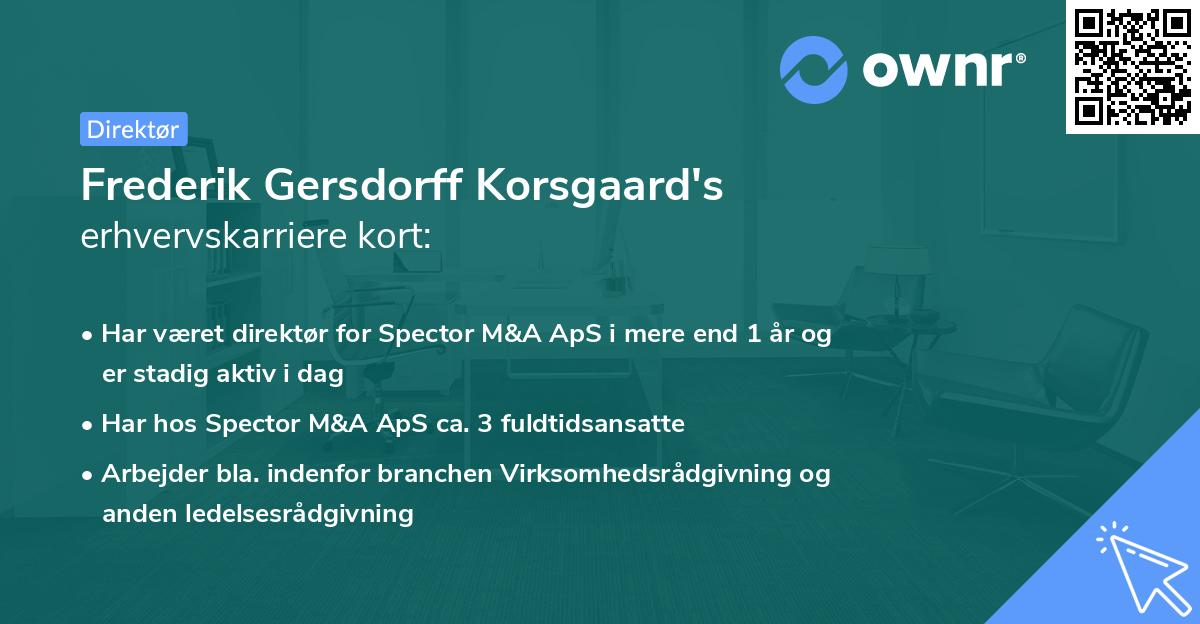Frederik Gersdorff Korsgaard's erhvervskarriere kort
