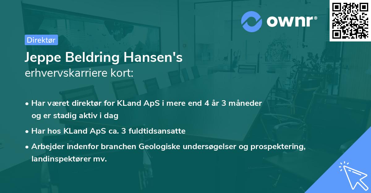 Jeppe Beldring Hansen's erhvervskarriere kort