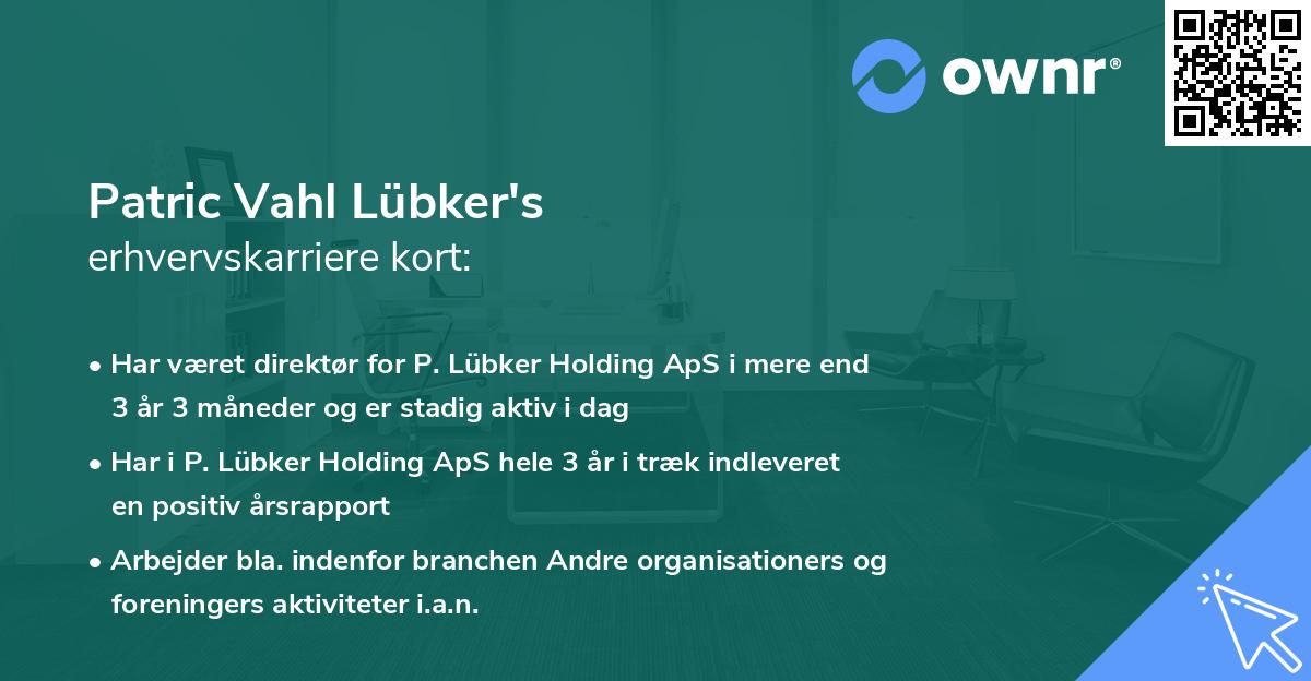 Patric Vahl Lübker's erhvervskarriere kort