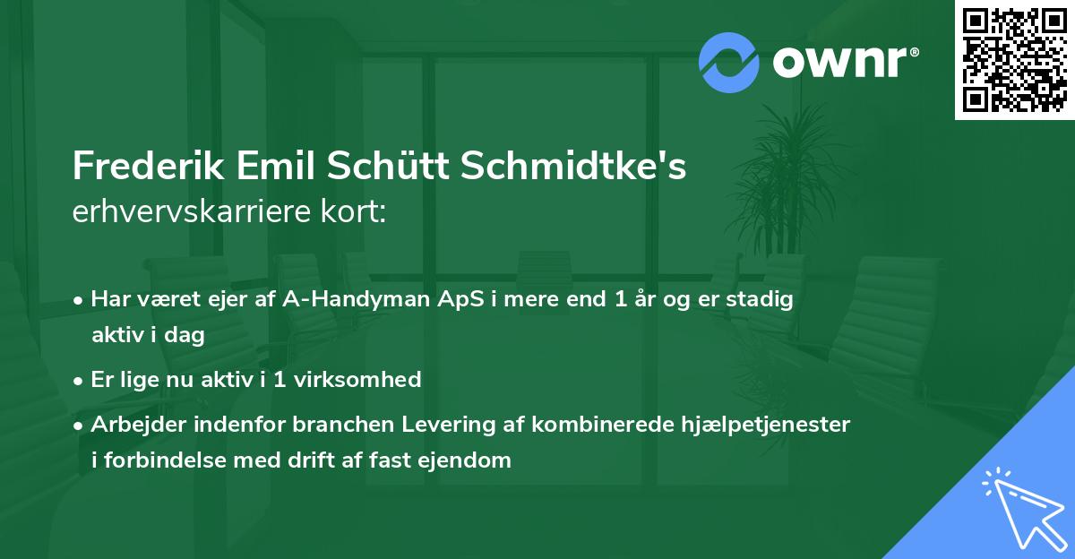 Frederik Emil Schütt Schmidtke's erhvervskarriere kort