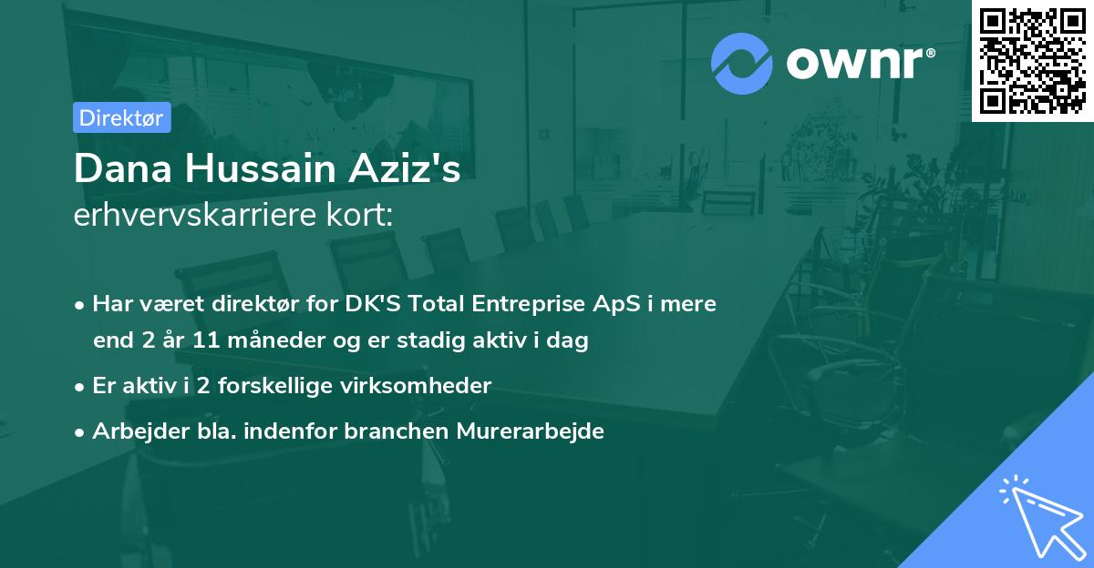 Dana Hussain Aziz's erhvervskarriere kort