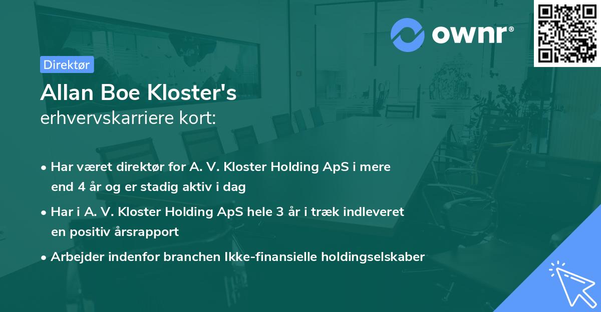 Allan Boe Kloster's erhvervskarriere kort