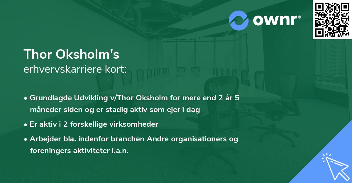 Thor Oksholm's erhvervskarriere kort