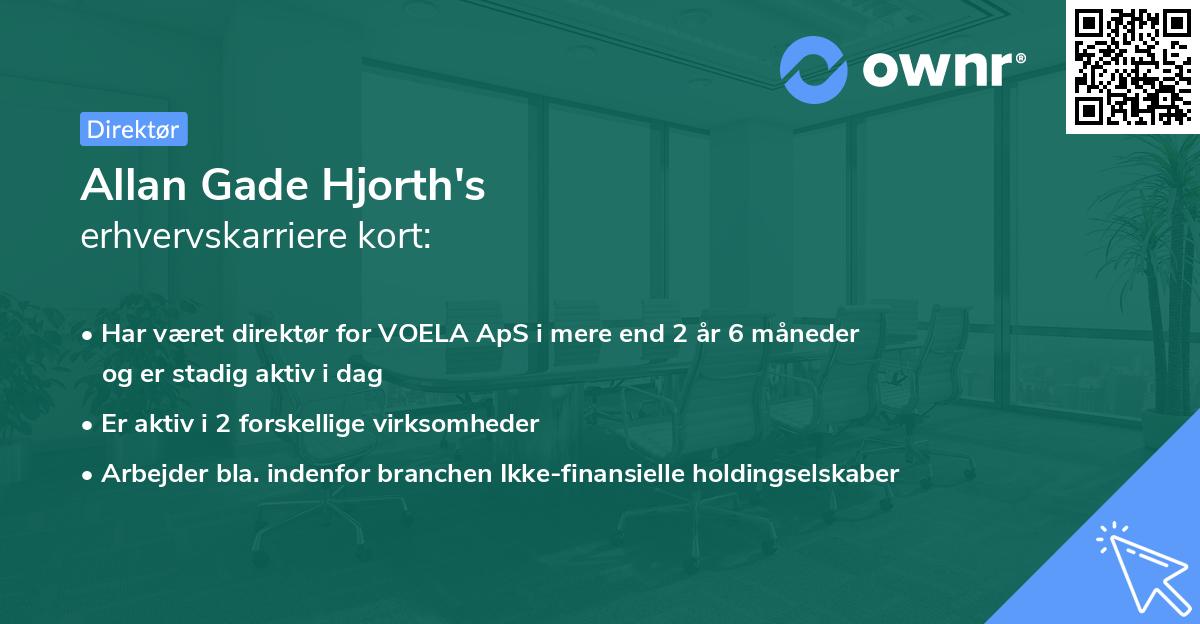 Allan Gade Hjorth's erhvervskarriere kort