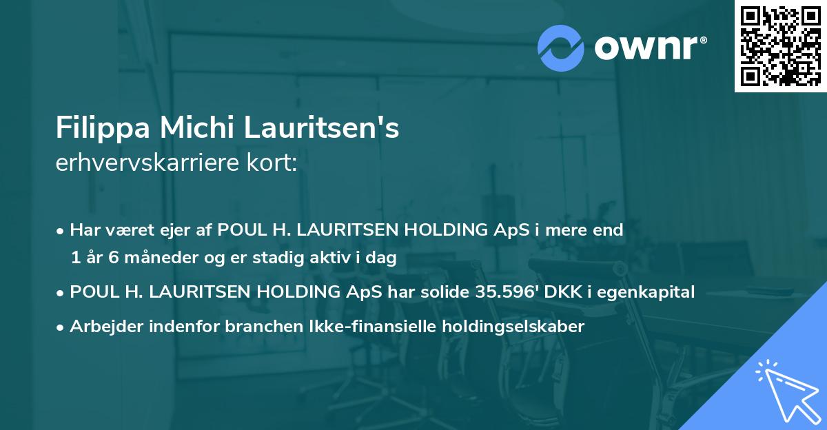 Filippa Michi Lauritsen's erhvervskarriere kort