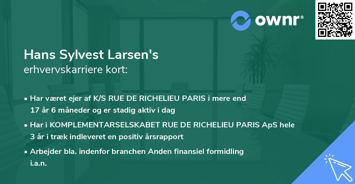 Hans Sylvest Larsen's erhvervskarriere kort