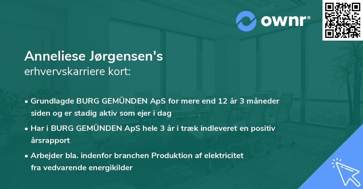 Anneliese Jørgensen's erhvervskarriere kort