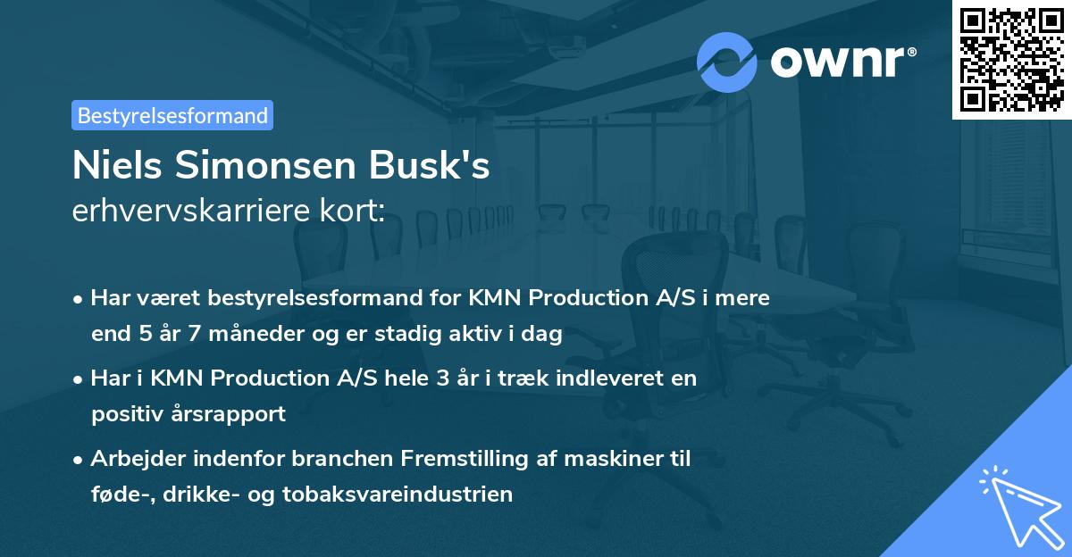 Niels Simonsen Busk's erhvervskarriere kort