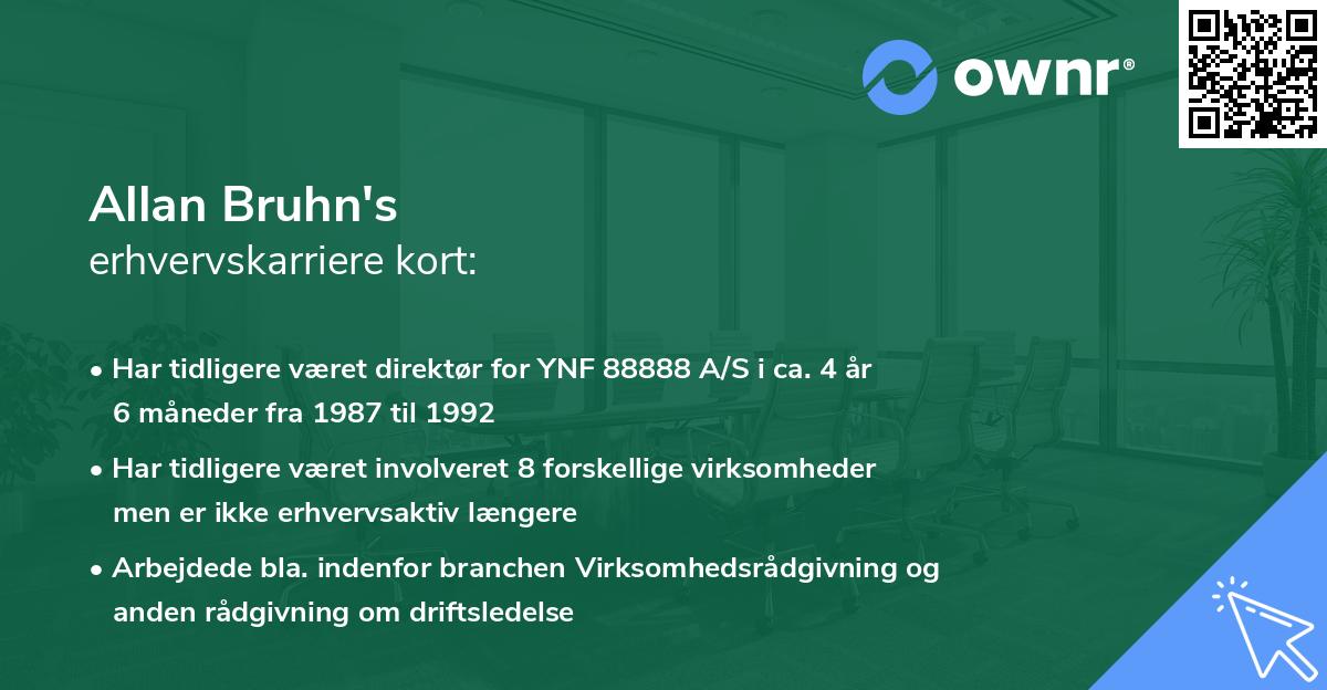 Allan Bruhn's erhvervskarriere kort