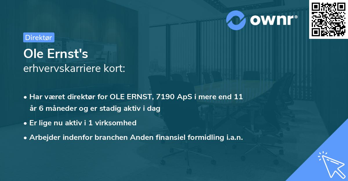 Ole Ernst's erhvervskarriere kort