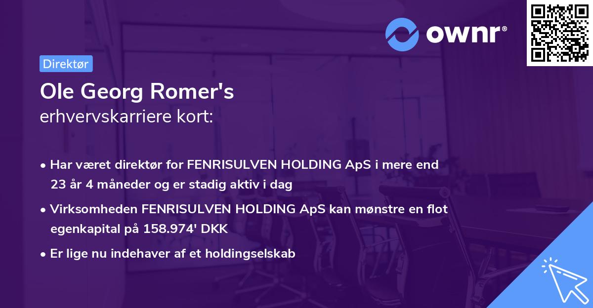 Ole Georg Romer's erhvervskarriere kort