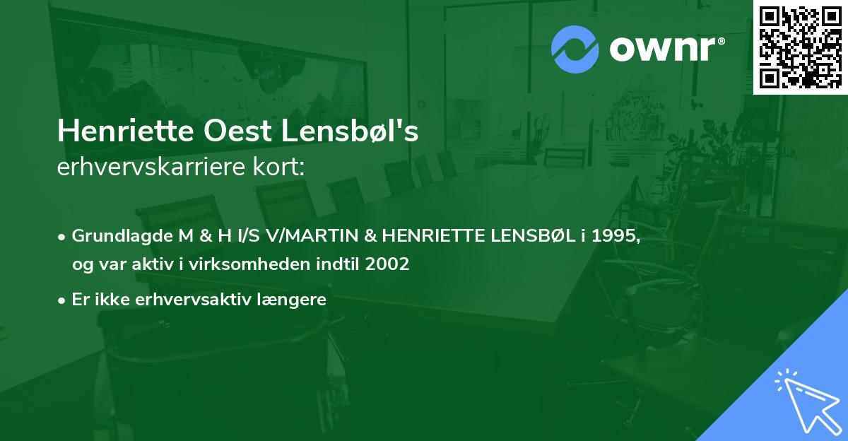 Henriette Oest Lensbøl's erhvervskarriere kort