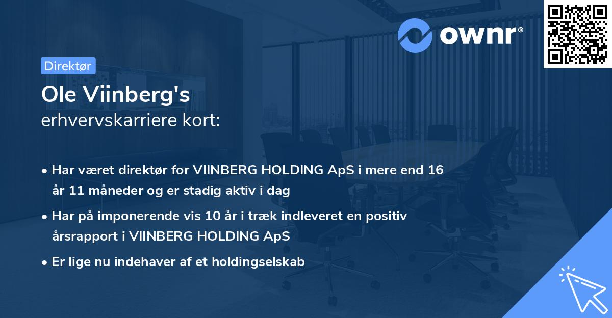 Ole Viinberg's erhvervskarriere kort