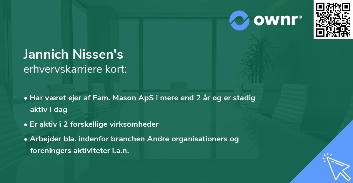 Jannich Nissen's erhvervskarriere kort