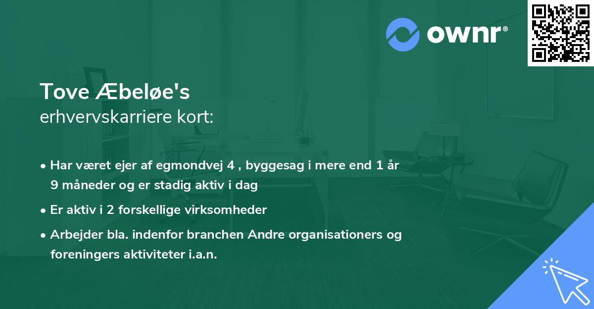 Tove Æbeløe's erhvervskarriere kort