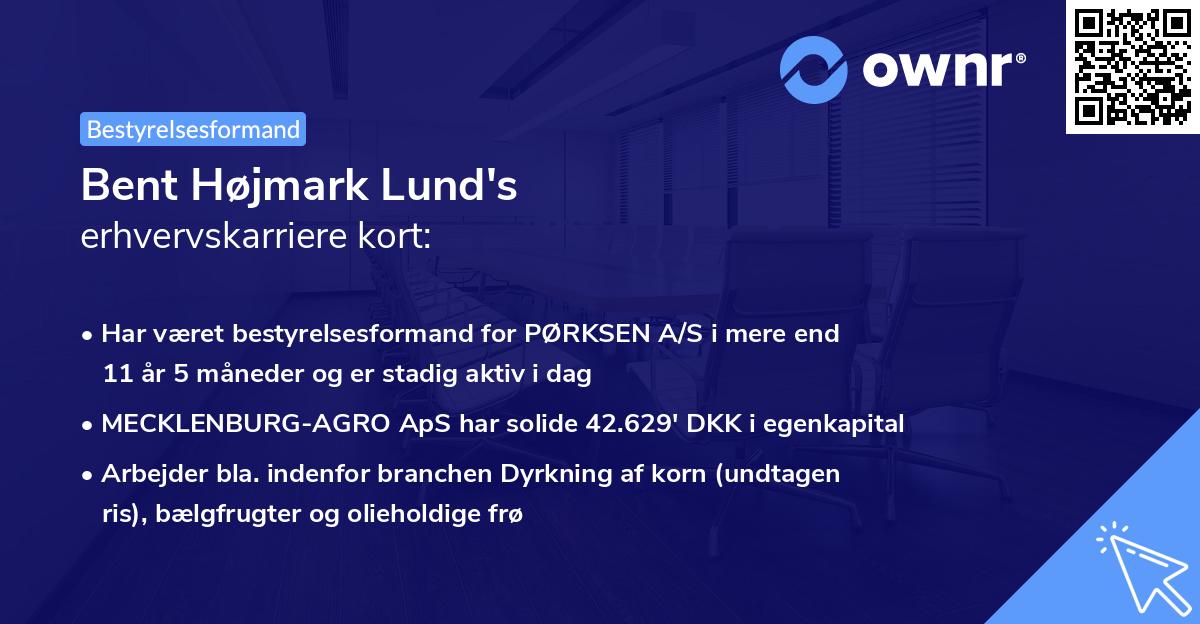 Bent Højmark Lund's erhvervskarriere kort