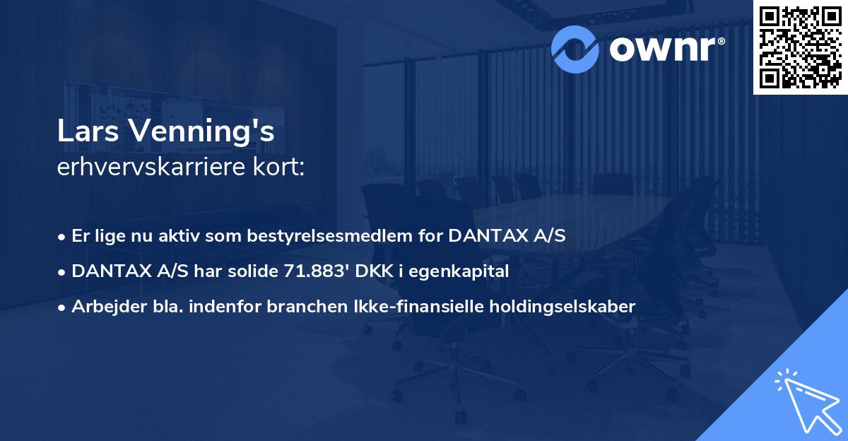 Lars Venning's erhvervskarriere kort