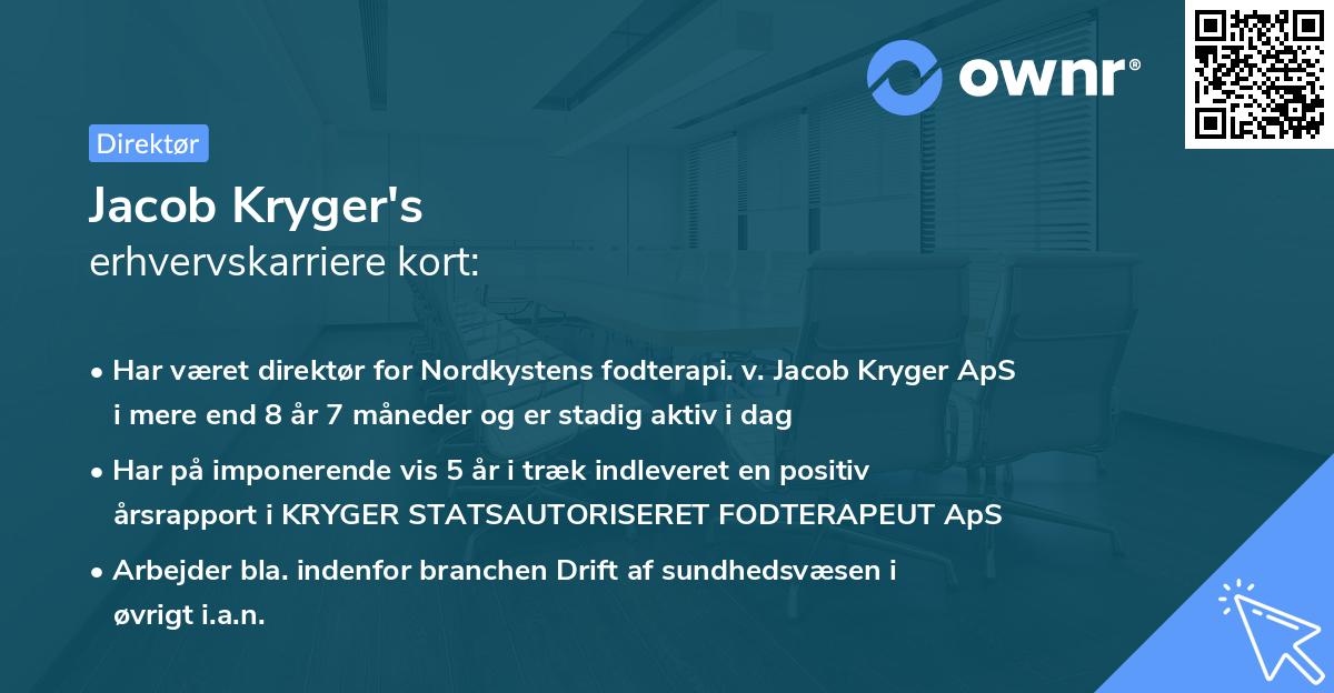 Jacob Kryger's erhvervskarriere kort