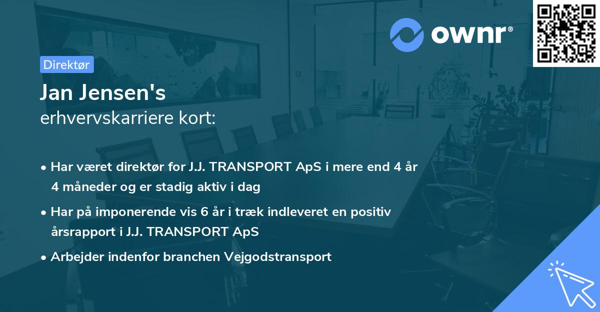 Jan Jensen's erhvervskarriere kort