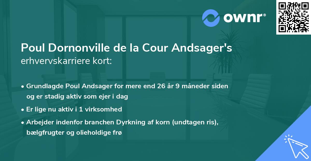 Poul Dornonville de la Cour Andsager's erhvervskarriere kort