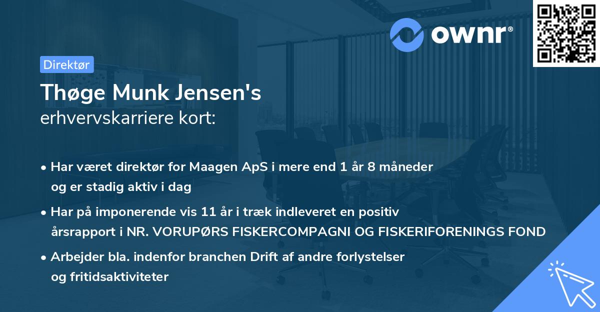 Thøge Munk Jensen's erhvervskarriere kort
