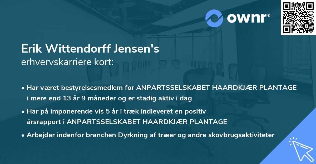 Erik Wittendorff Jensen's erhvervskarriere kort