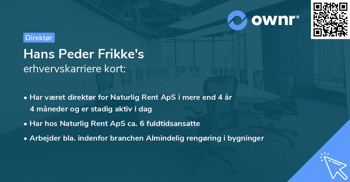 Hans Peder Frikke's erhvervskarriere kort