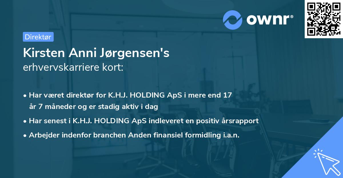 Kirsten Anni Jørgensen's erhvervskarriere kort