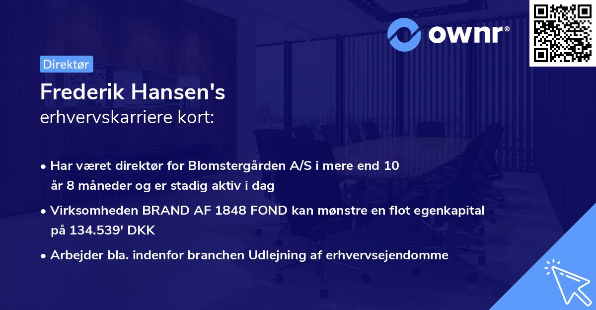 Frederik Hansen's erhvervskarriere kort