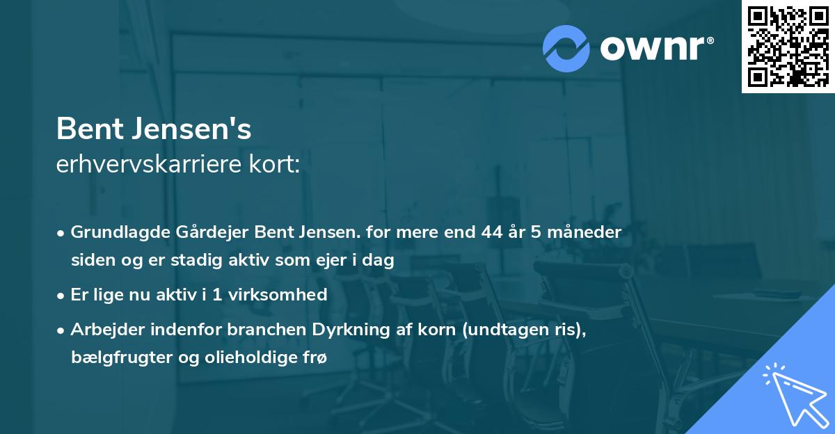 Bent Jensen's erhvervskarriere kort