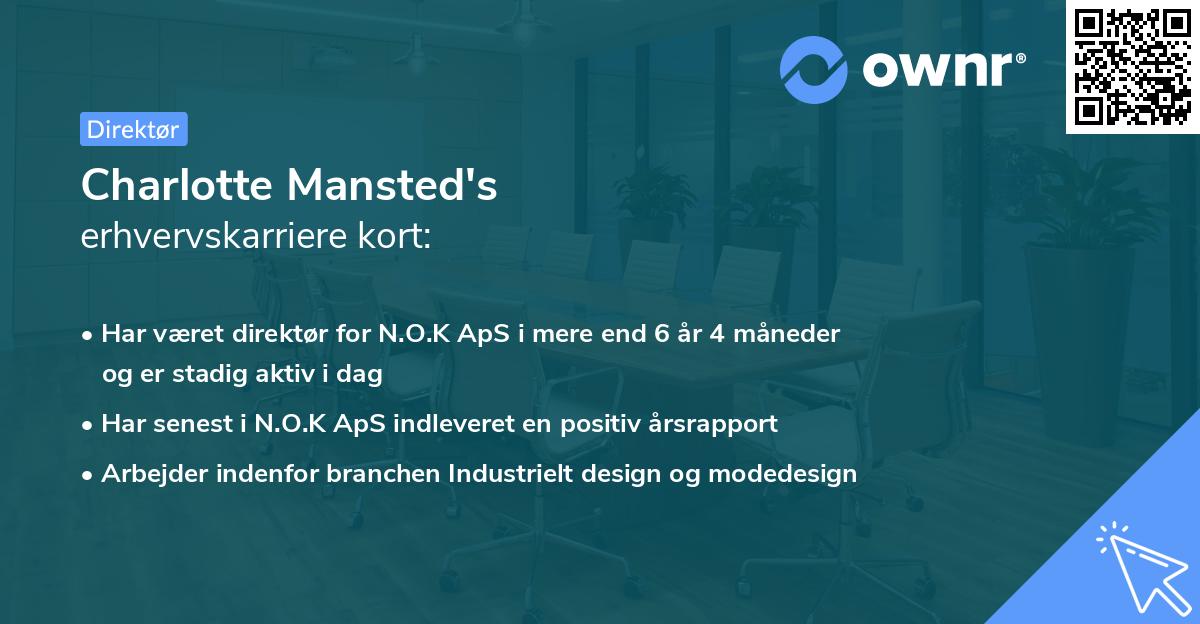 Charlotte Mansted's erhvervskarriere kort