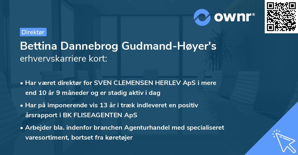 Bettina Dannebrog Gudmand-Høyer's erhvervskarriere kort