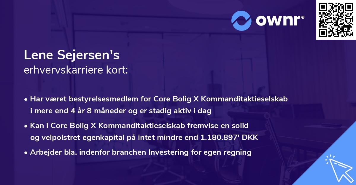 Lene Sejersen's erhvervskarriere kort